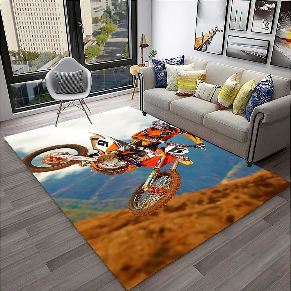 Off Road Motorcycle Racing Moto Carpet Rug for Home Living Room Bedroom Sofa Doormat Decor,Kid Play Area Rug Non-slip Floor Mat