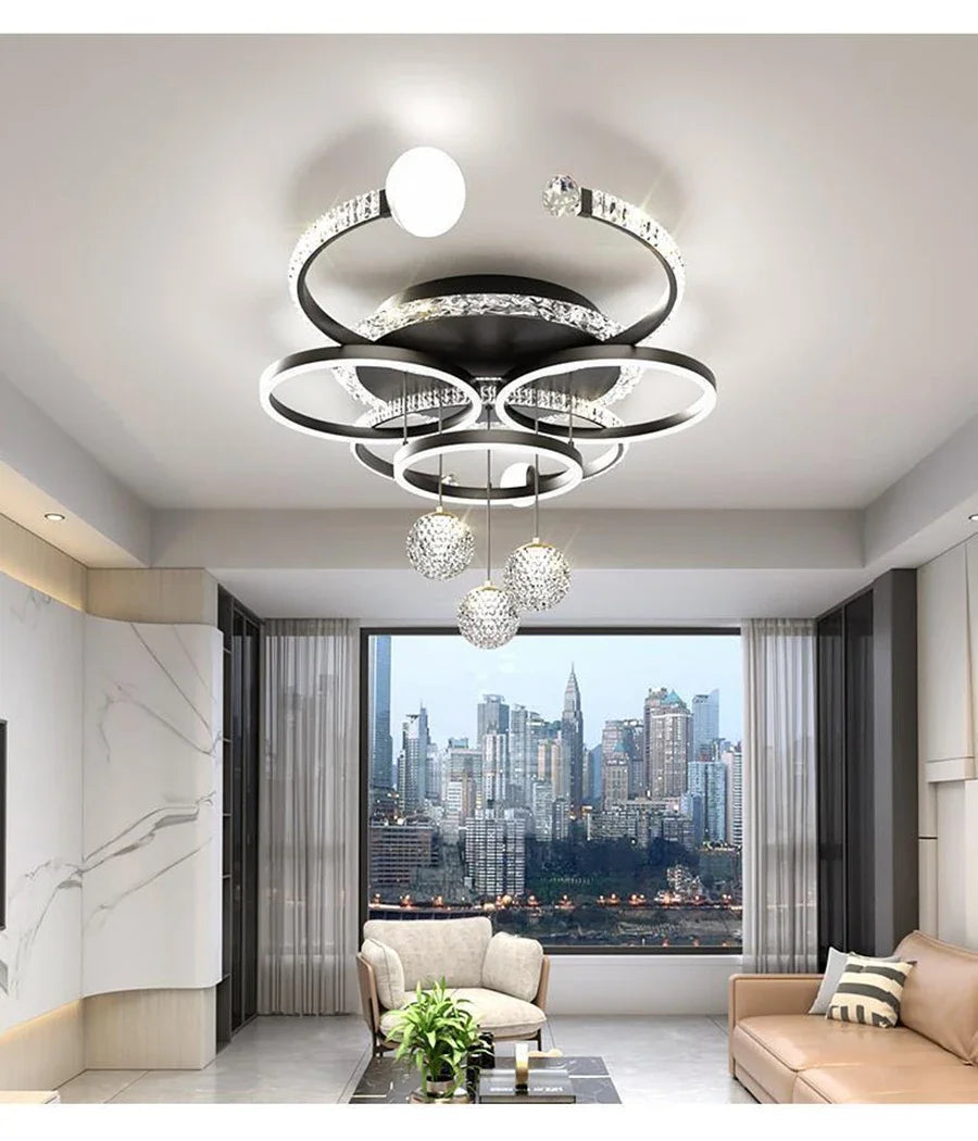 Nordic style eye protection living room light, simple, modern, atmospheric, high-end crystal ceiling light, Guangdong