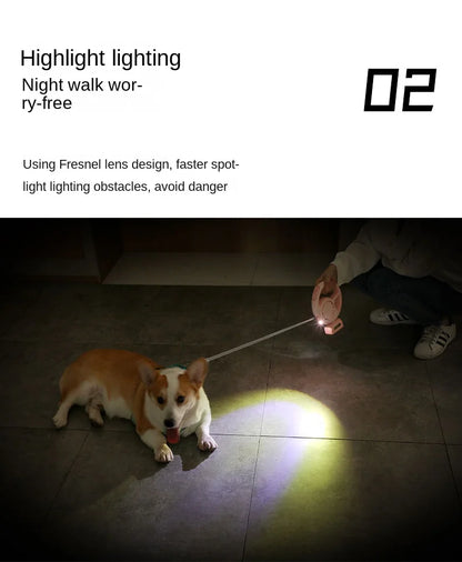 Pet Traction Device Multi Functional Dog Traction Rope Automatic Telescopic LED Lighting Dog Chain Walking Tool New DropShipping