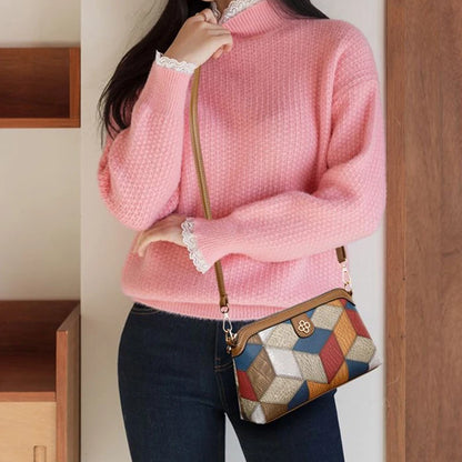 Neutral style backpack for men and women, cross-body bag, small-sized ethnic single shoulder bag, color combination