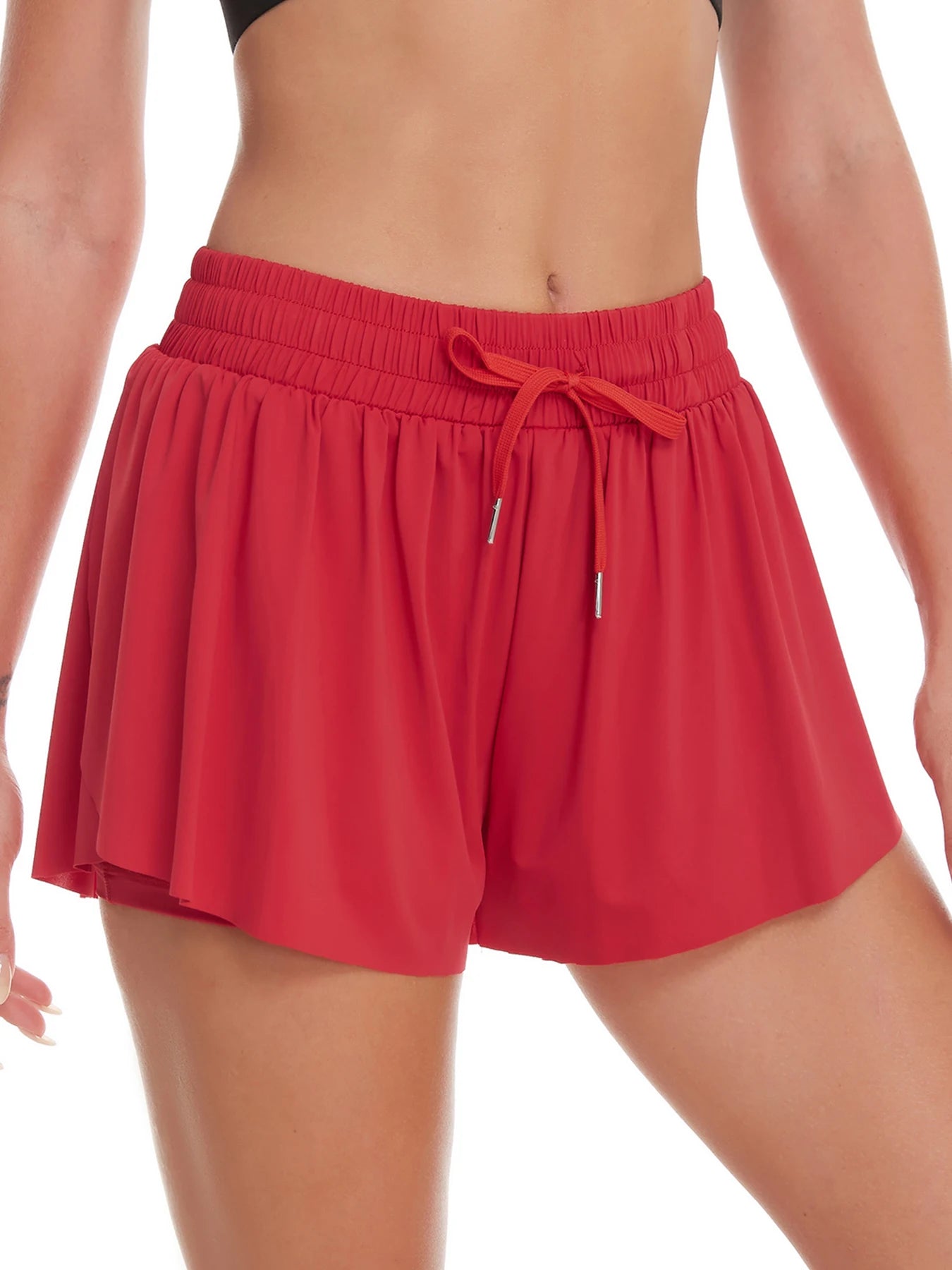 Women's culottes, tennis shorts, nylon spandex, spring/summer sports shorts, anti-exposure strap, drawstring sports shorts