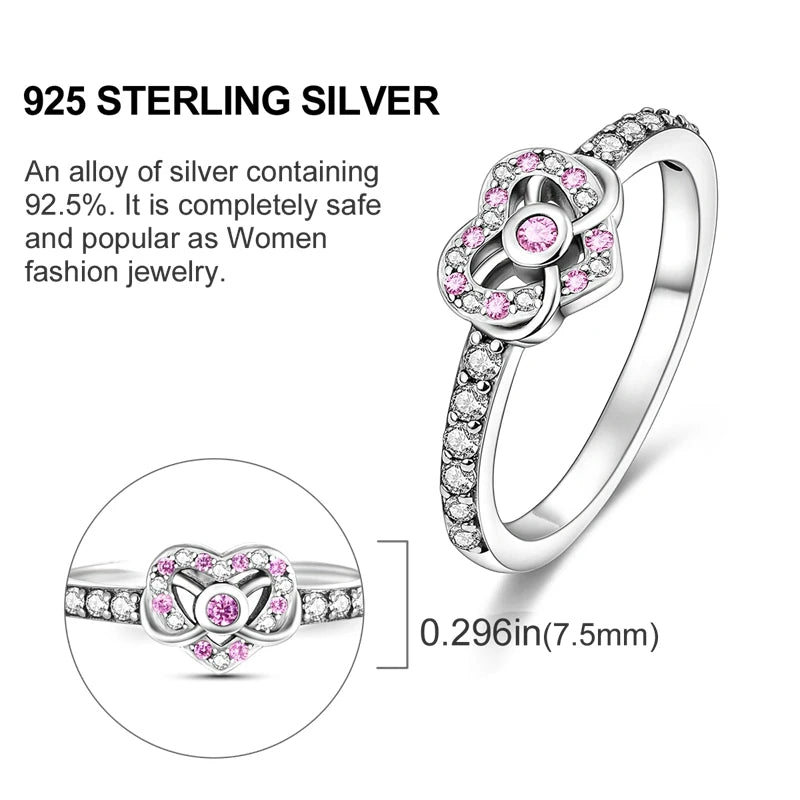 Original 925 Sterling Silver Ring Colorful Diamonds Cubic Zircon Finger Ring For Women Jewelry Wedding Engagement Birthday Gift