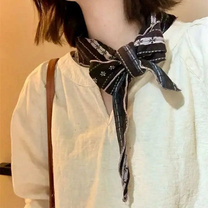 Retro Cotton-Linen Triangle Scarf Silk Scarf 2026 New Style Versatile Neck Protection Headscarf Decorative Collar Accessory with