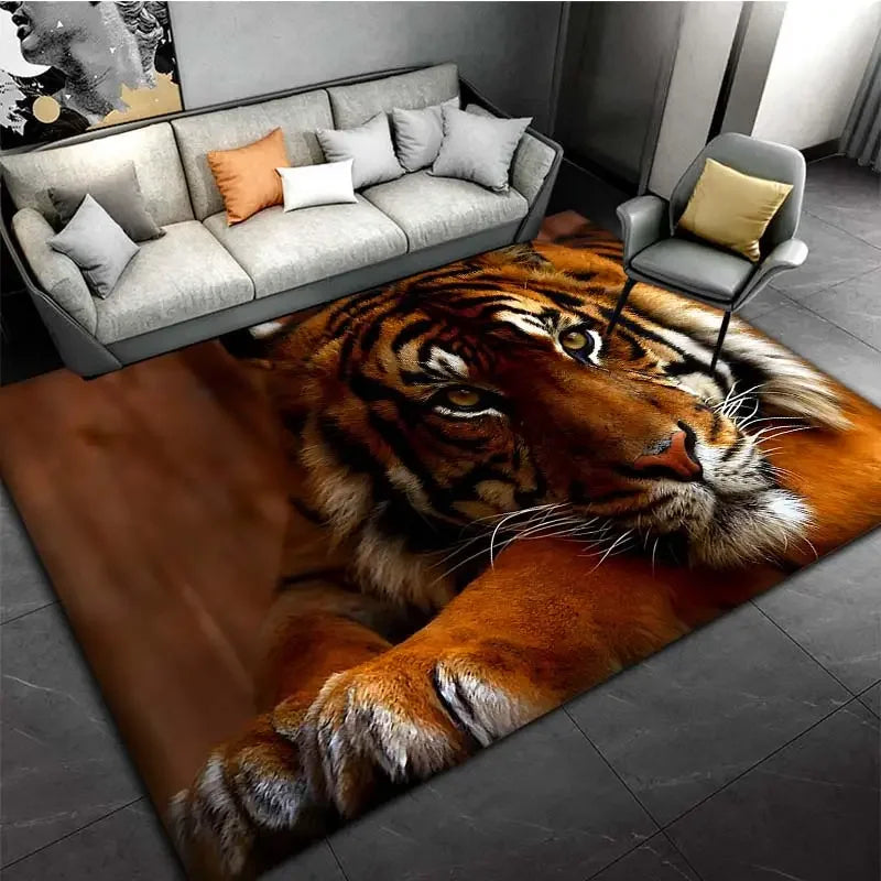 Extra Large Tiger Floor Mat Realistic 3D Tiger Print Mat with Mat for Living Room Bedroom Office Indoor Mat Modern Home Decor