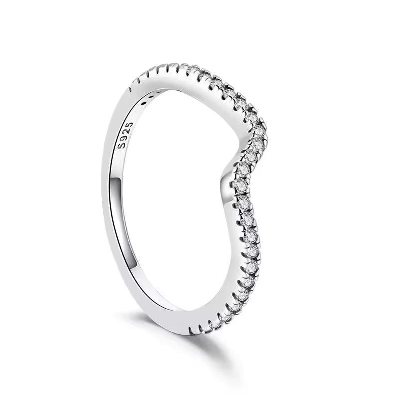 New 925 Sterling Silver Rings Stackable Infinite Silver shining Zircon Ring For Women Wedding Anniversary Birthday Jewelry Gift