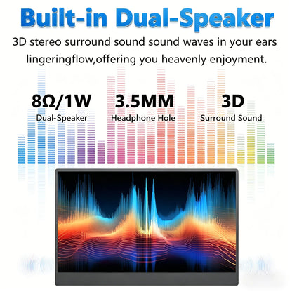 13.3-inch Touch Screen Portable Gaming Monitor Laptop Screen Extender FHD 1920x1200P IPS Touchscreen Monitor With Dual Speaker
