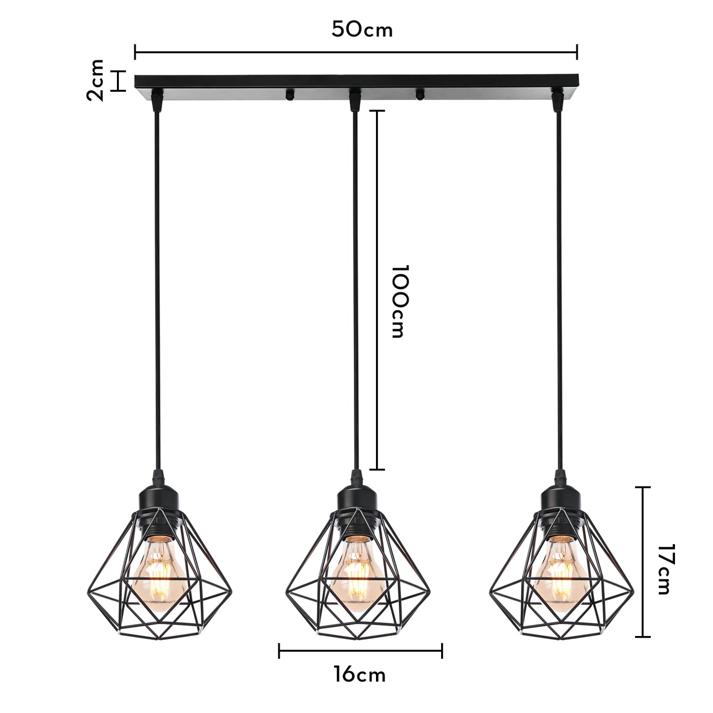 3 Heads Vintage Pendant Lights Wood Hanging Lamp Chandelier Industrial for Loft Dinning Living Room Kitchen Lighting Fixture LED