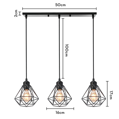 3 Heads Vintage Pendant Lights Wood Hanging Lamp Chandelier Industrial for Loft Dinning Living Room Kitchen Lighting Fixture LED