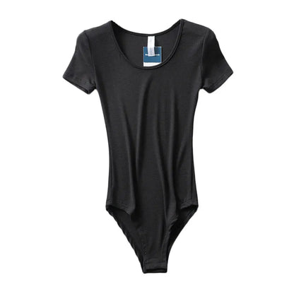 Women Casual Sexy Slim Beach Vacation Jumpsuit Bodycone Short Sleeve Round Neck Bodysuit Seamless Clubwear Basic Shirt & Blouses