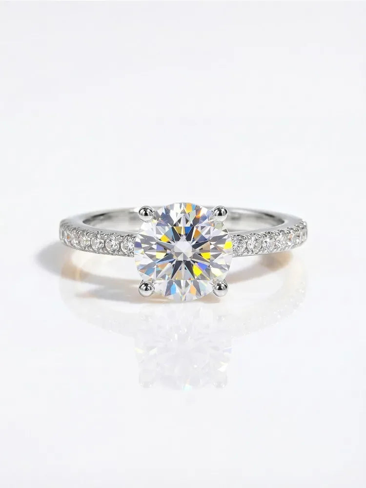 Real 1-5CT Classic Round Moissanite Diamond Rings for Women Wedding Real 925 Sterling Silver Designer Luxury Fine Jewelry