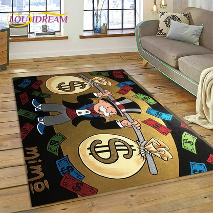 Game Dollar Monopoly Cartoon Money Rug Carpet for Living Room Bedroom Home Decor,Floor Mat Non-slip Decoration for Sofa Doormat