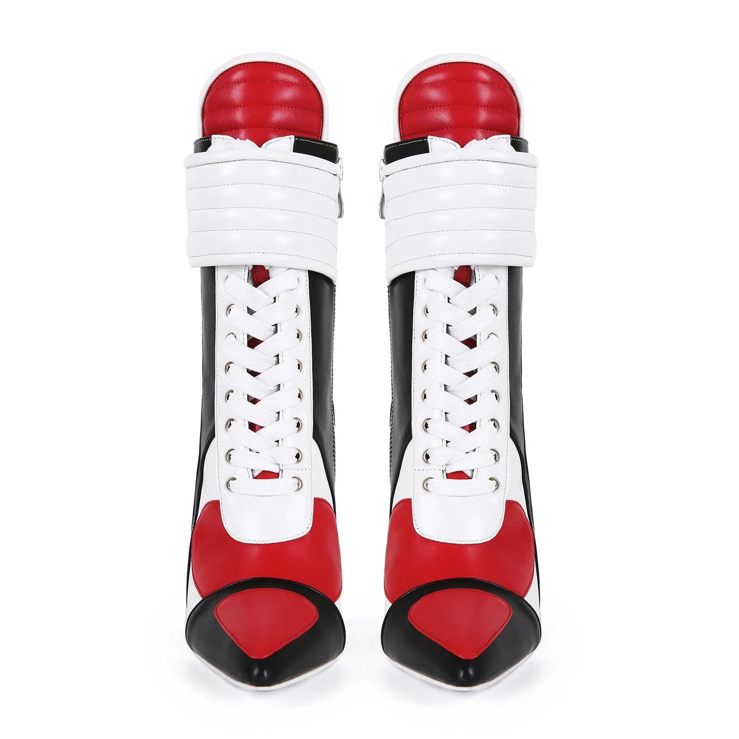 Women's Music Festival Color Blocked Pointed Sports Style Stiletto High Heels Short Boots Fashion Large 44 Women's Short Boots