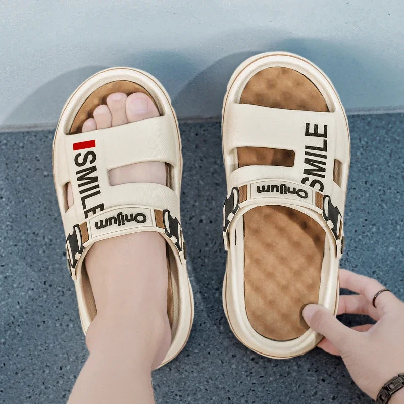 Summer Men's Massage Slippers Indoor Outdoor Sandals Beach Comfortable Soft Slides Clogs Casual Shoes Men Women Home Slippers
