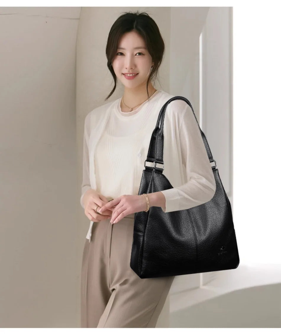 Three Layers Genuine Brand Tote Bag Luxury Handbags for Women Mom Shoulder Hand Bag Designer Top Quality Soft Leather Sac New