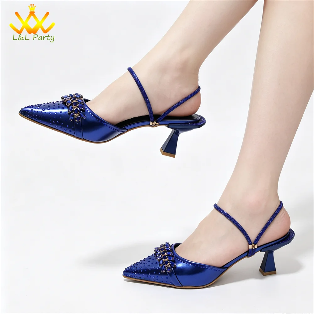 2026 Autumn New Arrivals Royal Blue Color Shoes and Bag  Set Special Design Fashion for Wedding Party