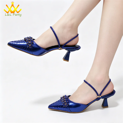 2026 Autumn New Arrivals Royal Blue Color Shoes and Bag  Set Special Design Fashion for Wedding Party