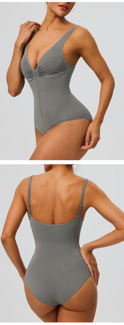 Seamless Bodysuit with Strong Compression Molding Abdominal Compression Underwear Straps Zipper One-Piece Shapewear Yoga Sets
