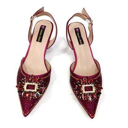 2026 Elegant Nigerian Women's Party Shoes with Medium Heel & Matching Handbag – Pointed Toe Fashion Footwear for Special