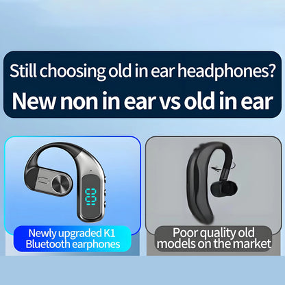 Wireless Bluetooth-compatible Headset Digital Display Bone Conduction Concept Business Ear-mounted Earphones