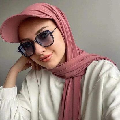 Trendy Musilm Women Jersey Hijab with Base Ball Cap Summer Sports Cap Ready To Wear Instant Jersey Sport HIjabs