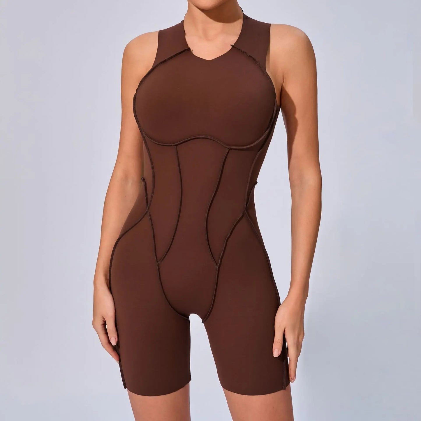 Women's Sports Jumpsuit Kit Yoga Fitness Bodysuit Hip-lifting Open Back Tight High Elasticity Outdoors Gym Workout Sexy Clothes