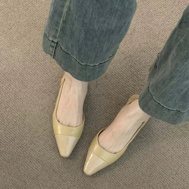 Brand luxury designer fashion PU leather design ladies summer new style pointed toe low heel women sandals non-slip flat shoes