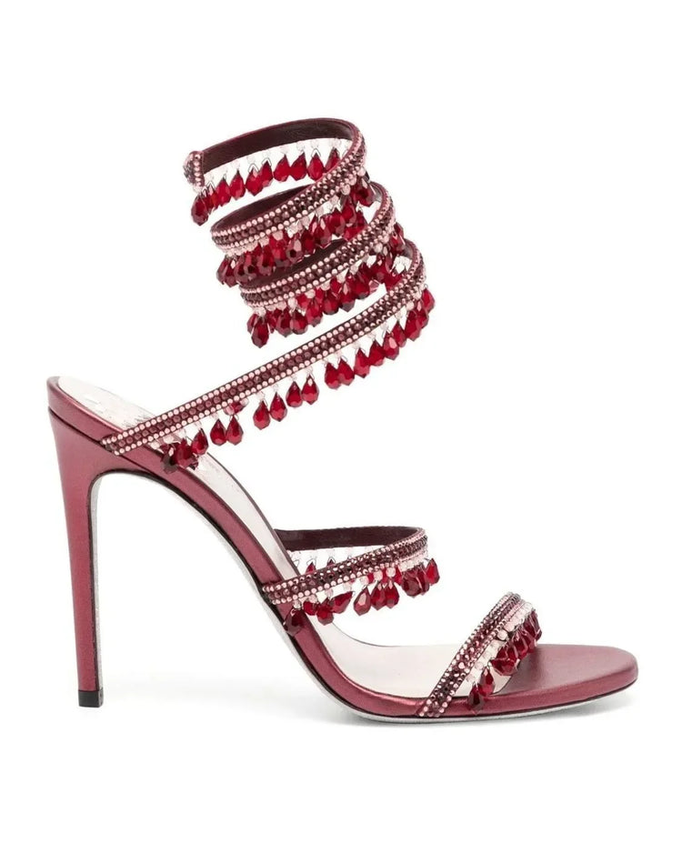2026Women's New Water Diamond Sandals Fashion Tassel Crystal Shoes Sexy Banquet Party Twin Stiletto Women's Large Sandals