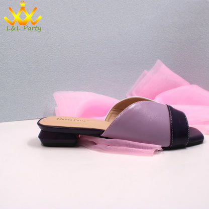 2024 Summer New Fashion Italian Women Shoes and Bag Set in Dark Purple Color Mature Style Comfortable Heels for Wedding