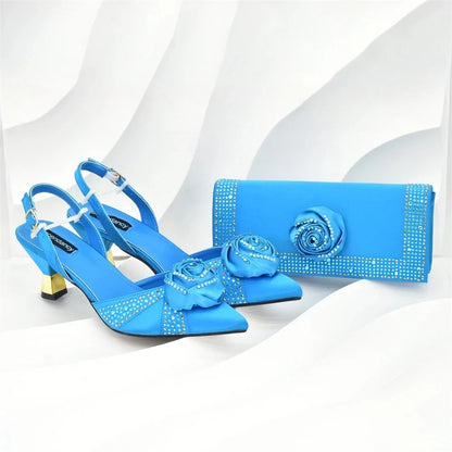 Women Nigerian Italian Shoes and Bags Set Decorated with Handmade Flowers Bag and Shoe Set Women Luxury 2026 High Heels Pumps
