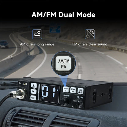 Retevis MB3/MB63 CB Radio Station Long Range Communication Professional Car Mobile Ham Radio AM FM Channel 9/19 VOX For Truckers