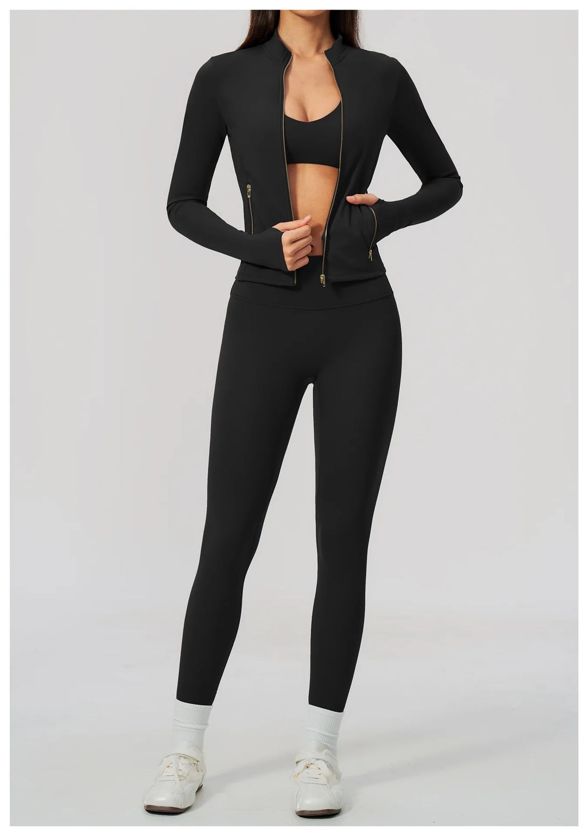 Yoga Set 3PCS Women's Tracksuit Workout Outfit Zipper Fitness Long Sleeved Sports Set Gym Clothes Female Sports Bra Yoga Outfits