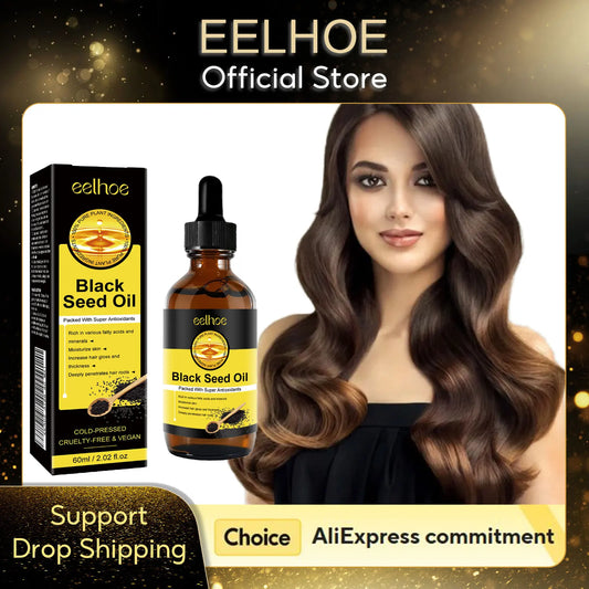EELHOE Black Seed Oil Natural Organic Scalp Care Baldness Treatment for Damaged Hair Growth Products Dense Anti Hair Loss Oil
