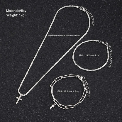 Sparkling 925 Sterling Silver Gypsophila Necklace Bracelet Set For Women Luxury Zircon Cross Pendant Three Piece Jewelry Set