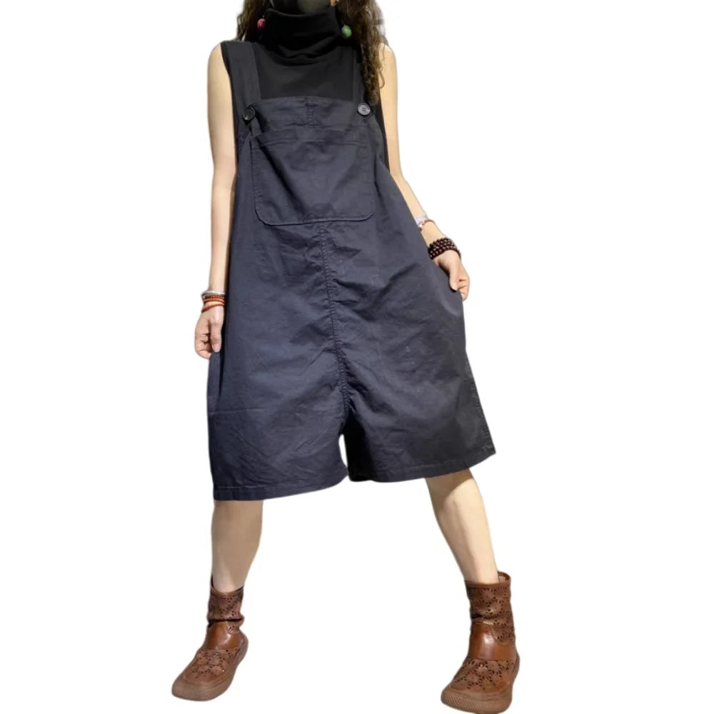 Workwear-style Overalls Shorts For Women Summer Loose Casual Age-reducing Slimming Jumpsuit XY421