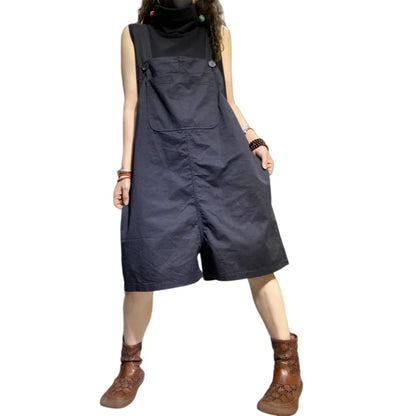 Workwear-style Overalls Shorts For Women Summer Loose Casual Age-reducing Slimming Jumpsuit XY421
