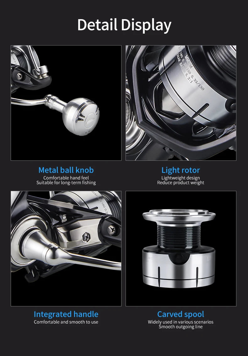 DEUKIO New Arrival Saltwater Fishing Reel Spinning Reels 2000-7000 3+1BB 5.2:1 Max Drag 15KG Water-Proof Reels