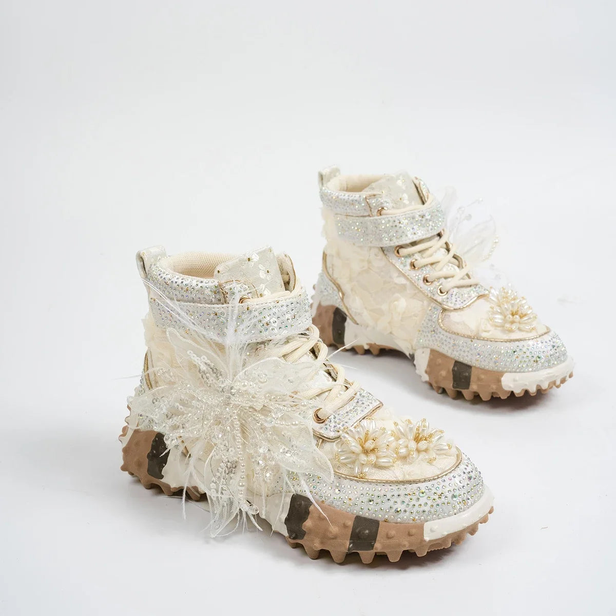 Womens Luxury High-top Sneakers Fashion Designer Rhinestone Ladies Shoes Outdoor Platform Female Anti Slip Sports Running Shoes