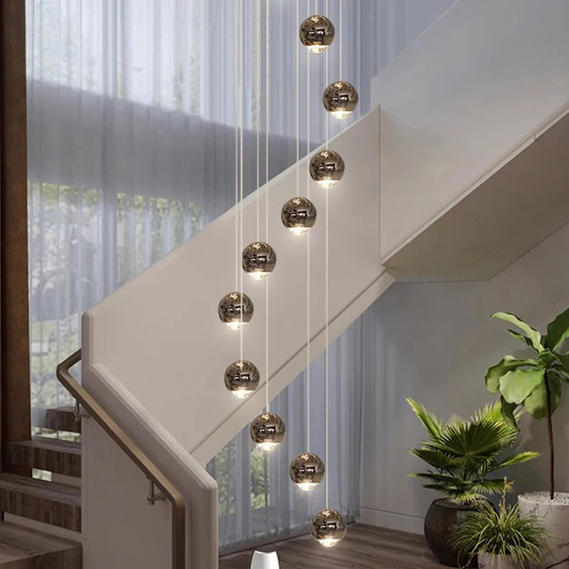 Modern Home Decor LED Lights Pendant Light Lamps for Staircase Chandeliers for Living Room Hanging Light Indoor Lighting