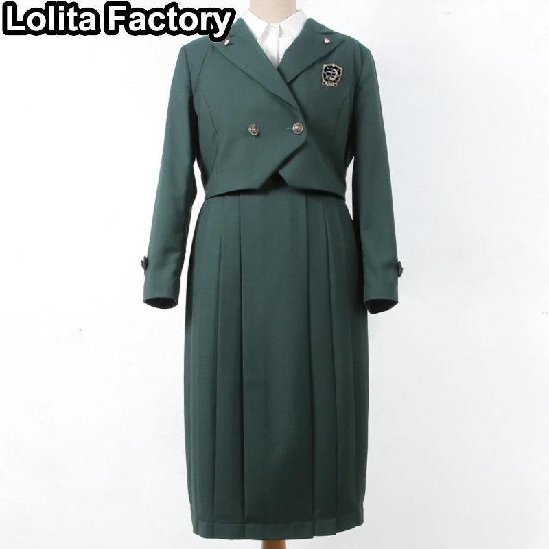Japanese Women JK Green Blazer Suit skirt coat Harajuku High School Uniform for Students Girl Outwear College Style blazers Suit