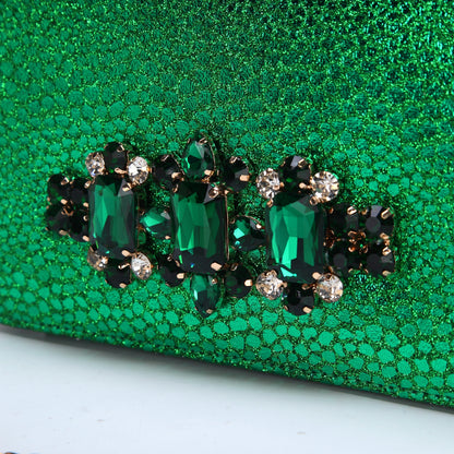 2024 Newest INS Style Green Color Elegant High Heels Nigeria Popular Design African Ladies Shoes And Bag Set for Wedding Party