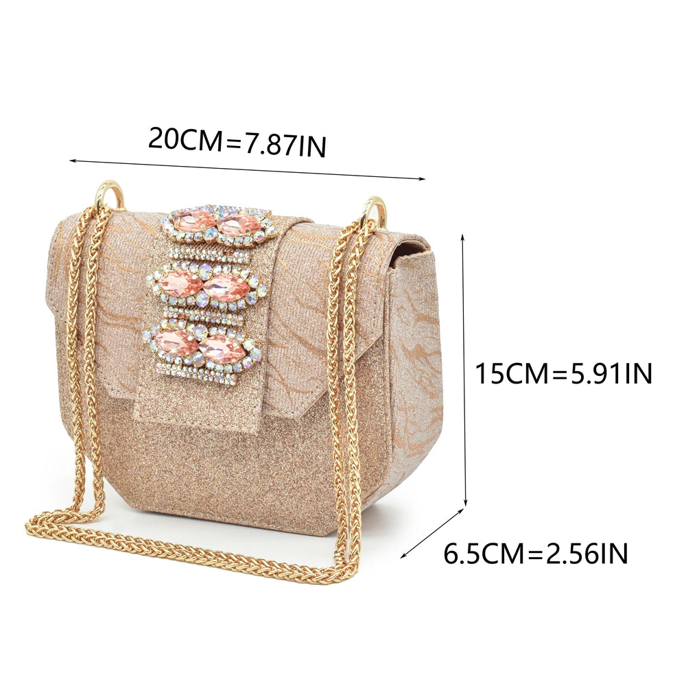 Designer Shoe and Bag Sets From Italy Luxury Rhinestone African Women Shoes and Bags Italy Low Heels Pointed Toe Woman Pumps