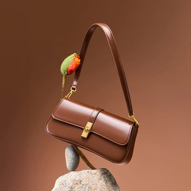 YANATARI Underarm Cowhide Genuine Leather Handbags Women Vintage Shoulder Bag Female Crossbody Bags Luxury High Quality 2025