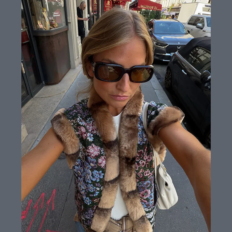 Knit Long Sleeve Faux Fur Patchwork Jacket Coat Women Zipper 20256Winter Fashion Warm Female Cardigans Commute Lady Outwear Tops