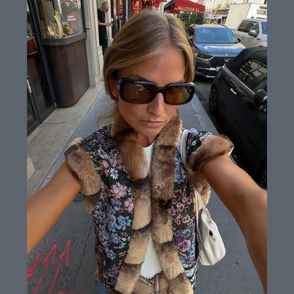 Knit Long Sleeve Faux Fur Patchwork Jacket Coat Women Zipper 20256Winter Fashion Warm Female Cardigans Commute Lady Outwear Tops