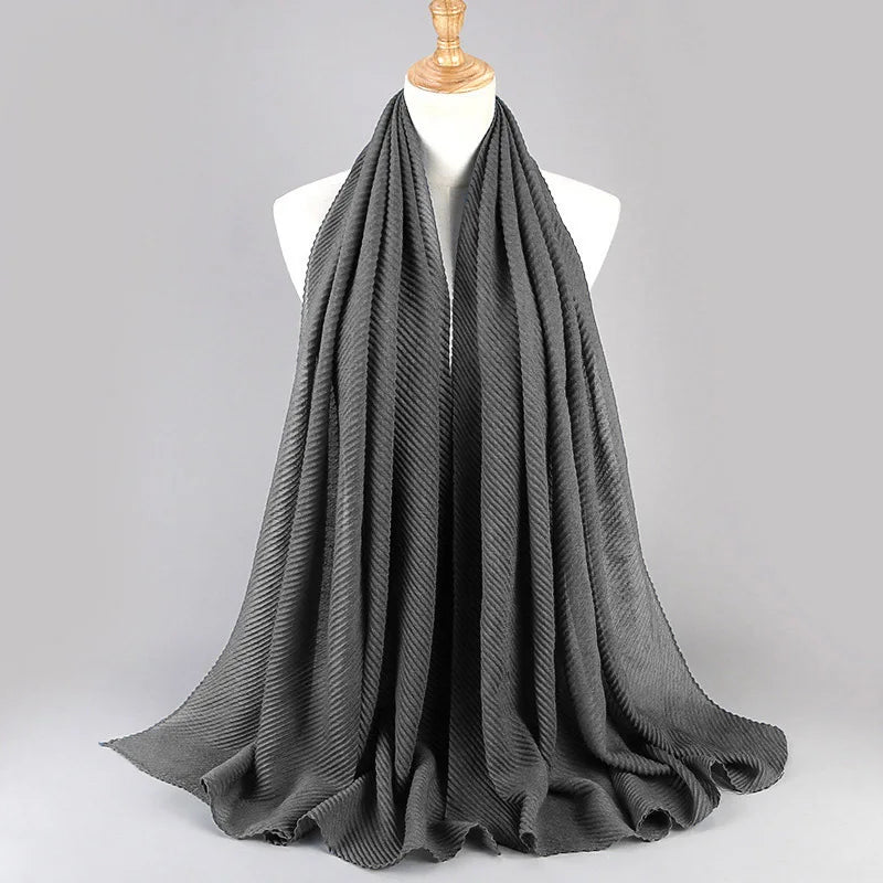 Women Plain Cotton Scarf Head Hijab Wrap Solid Full Cover-up Shawls Foulard Femme Headband Crinkle Muslim Hijabs Store 2024 NEW