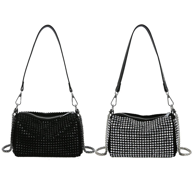 Luxury Bright Rhinestone Shoulder Bag Ins Style Crossbody Bag Fashionable Versatile Handbag Armpit Bags For Women Girls Gift