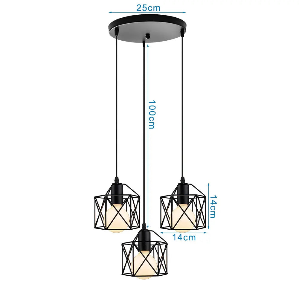 3 Heads Vintage Pendant Lights Wood Hanging Lamp Chandelier Industrial for Loft Dinning Living Room Kitchen Lighting Fixture LED