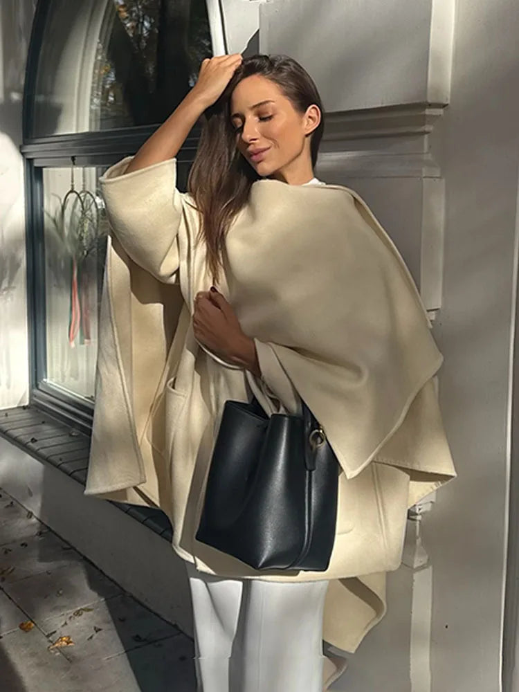 HH Woman Winter Trend Fashion Long Sleeves Blended Fabrics Layered Decoration Coat Female Casual Versatile Commuting Overcoat