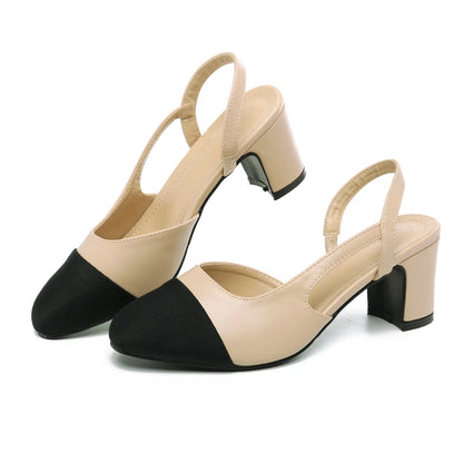 2025 Summer Women Luxury High Heels Shoes for Woman's Color Splicing Mixed Color Round Toe Sandals Ladies Slippers Casual Shoes