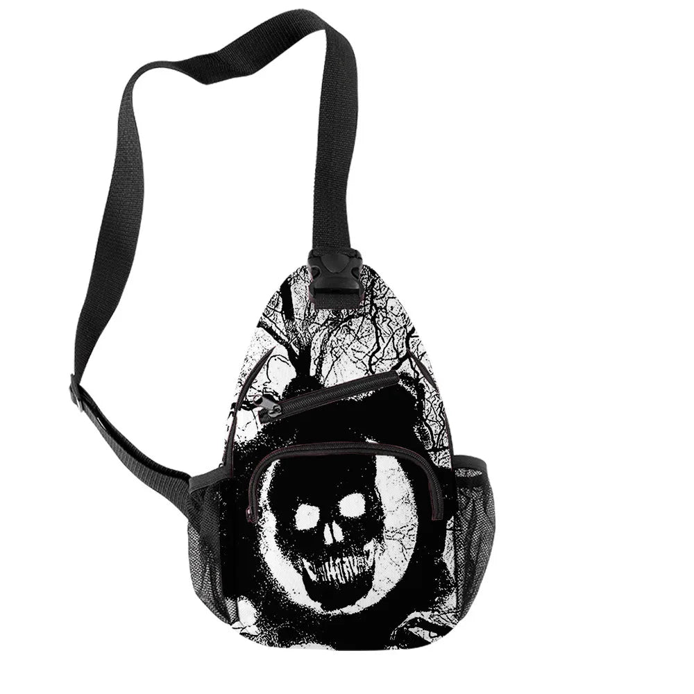 Fashion Youthful Halloween Skeleton Boys/Girls 3D Printed Chest Bags Oxford Waterproof Sports Crossbody Travel Bag Shoulder Bags